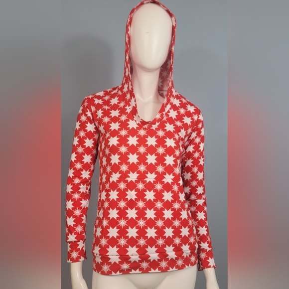 Anna Kay Fashions lightweight hoodie red with white stars size Medium - Picture 1 of 14